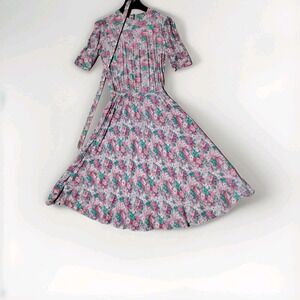 Jackie Bernard Eklektic Dress Floral with Belt Size 10 Amazing Designer‎ Vintage